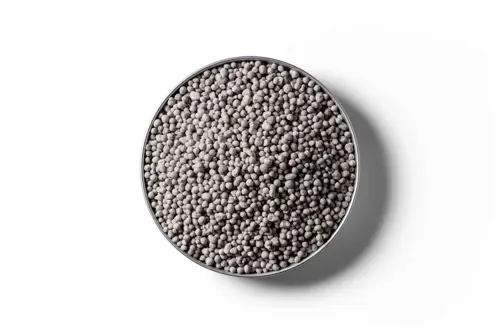 Triple Super phosphate fertiliser granules in a round dish