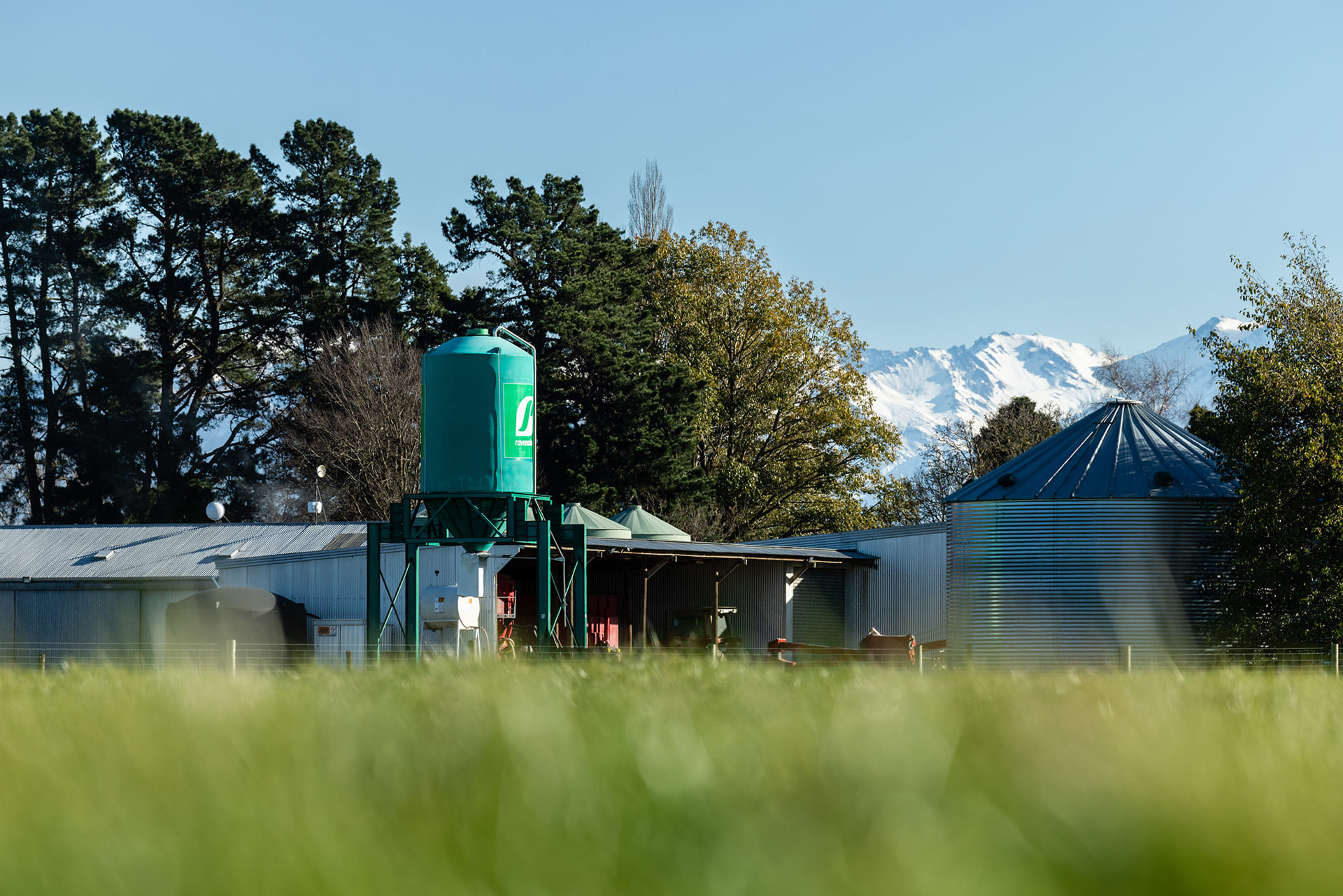 Ravensdown on-farm fertiliser silo for bulk fertiliser storage on a New Zealand farm