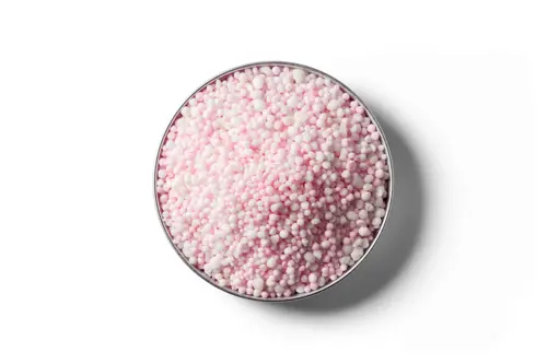 Ammo 31 Pro fertiliser granules in a round dish
