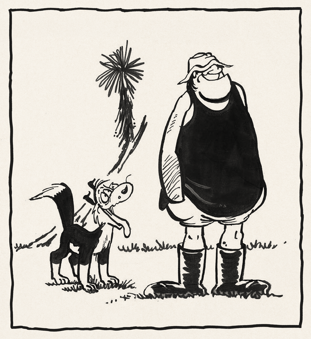 Wall And Dog (Old Paper Style)