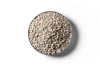 Grey Sulphate of Potash - Granular fertiliser granules in a round dish
