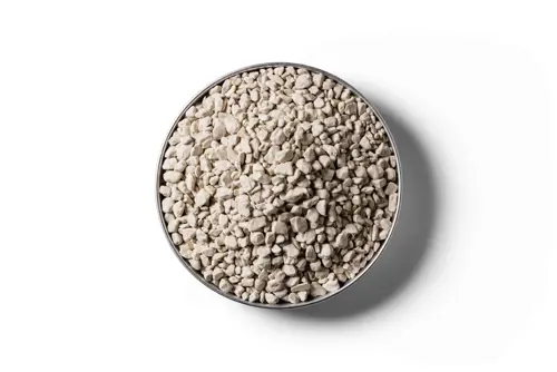 Grey Sulphate of Potash - Granular fertiliser granules in a round dish